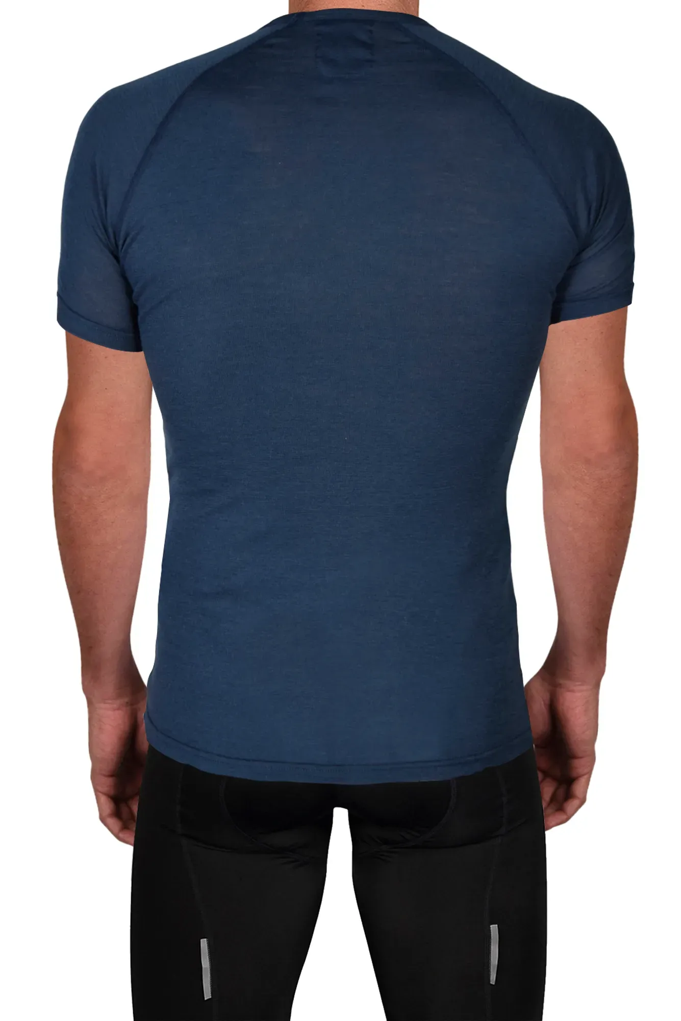 Merino Sleeved Undershirt Navy Back Base Layer