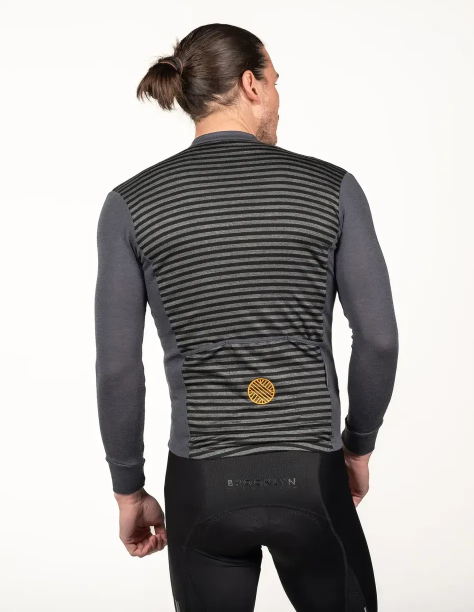 Merino Wool Cycling Jersey Long Sleeve Ridewool-grey Back2 (Edit)