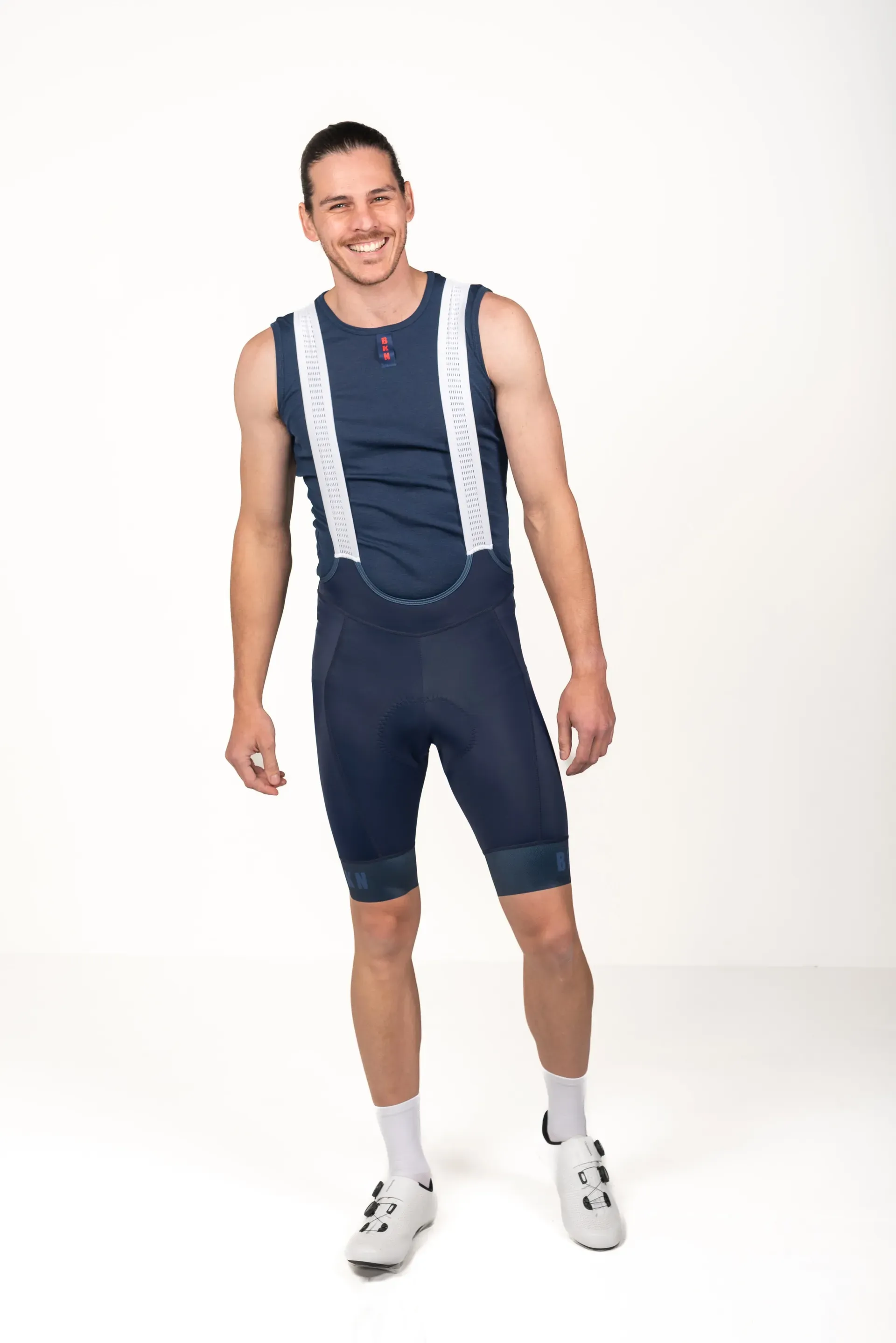 Pro Mens Bib Navy with Pro GT Orange Chamois