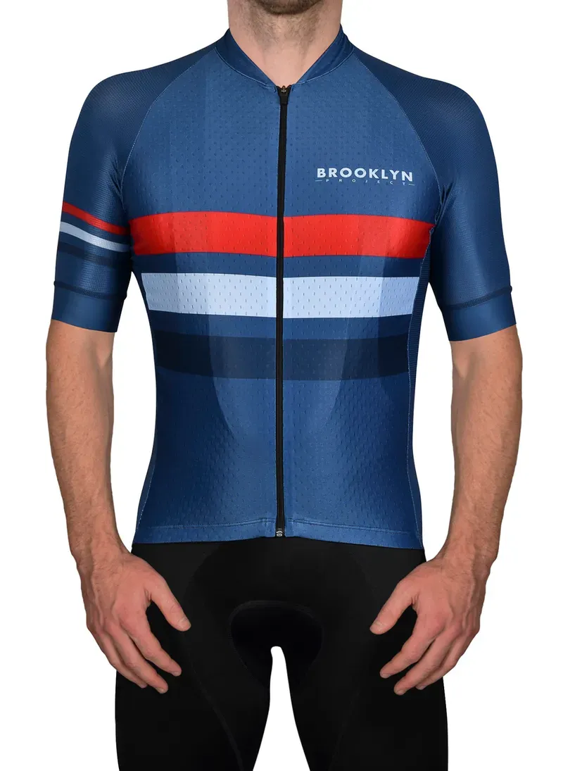 The Men's Pro Cycling Cafe Racer Jersey Midnight Blue Front