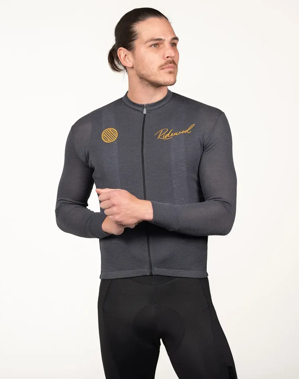 Merino Wool Cycling Jersey Long Sleeve Ridewool-grey Front 2 (Edit)